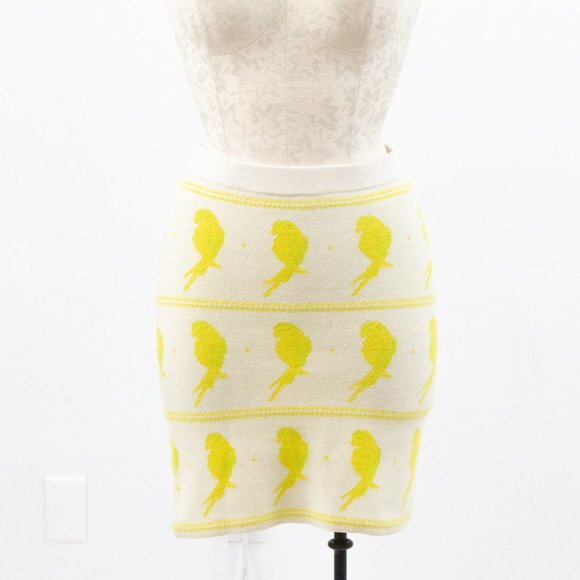 For Love & Lemons Knitz S Bird Parrot Print Mini Skirt Spring Summer Neon Island - Picture 3 of 14